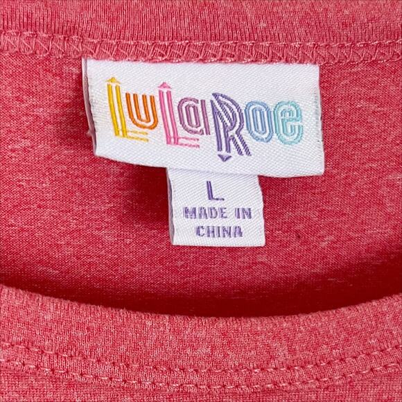 Lularoe Carly High Low Short Sleeve Dress in Pink/Coral Size Large - Picture 4 of 6